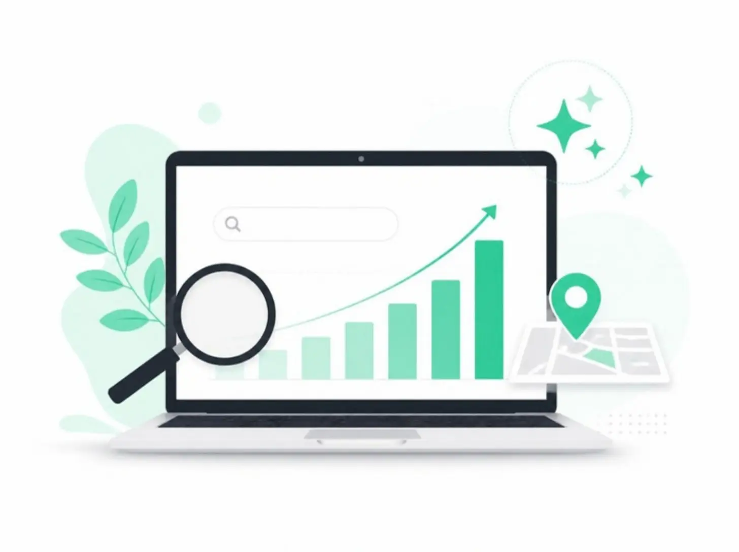 SEO Services in Northeast Ohio 1 SEO services Northeast Ohio: laptop showing a rising search ranking chart