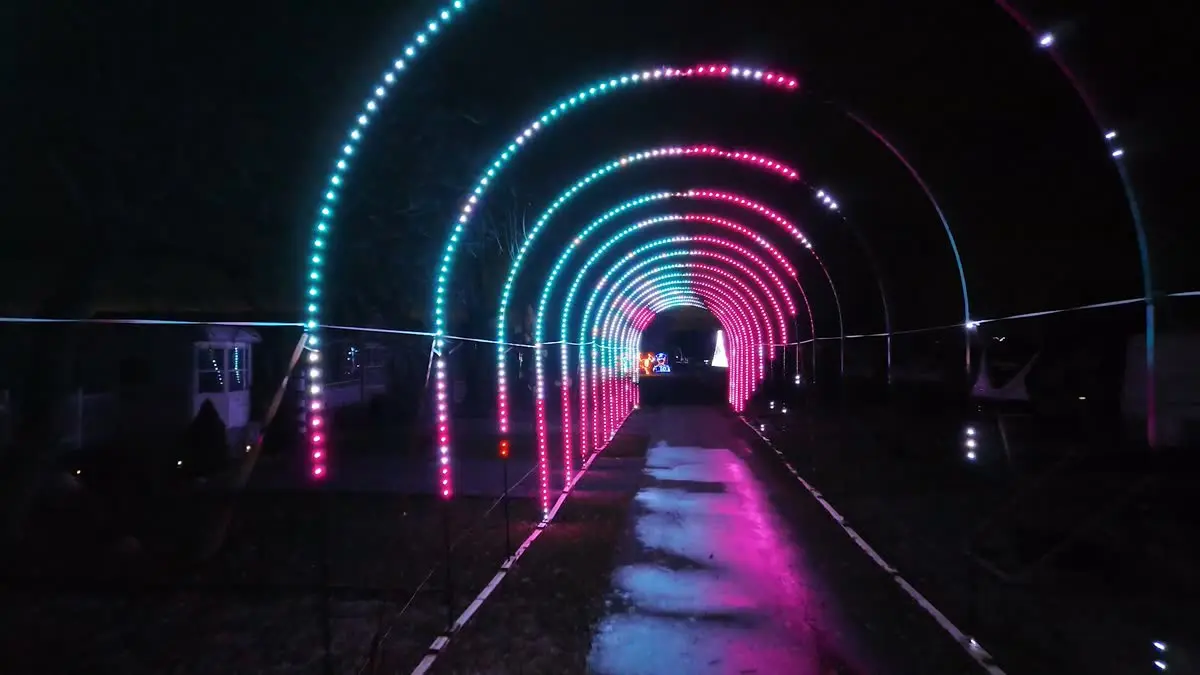 Drone Photography & Aerial Imaging 6 Drone photography Northeast Ohio: Merry Lights fly-through of light arches